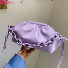 Thick Chain Shoulder Bags Pleated Cloud Crossbody Bags for Women