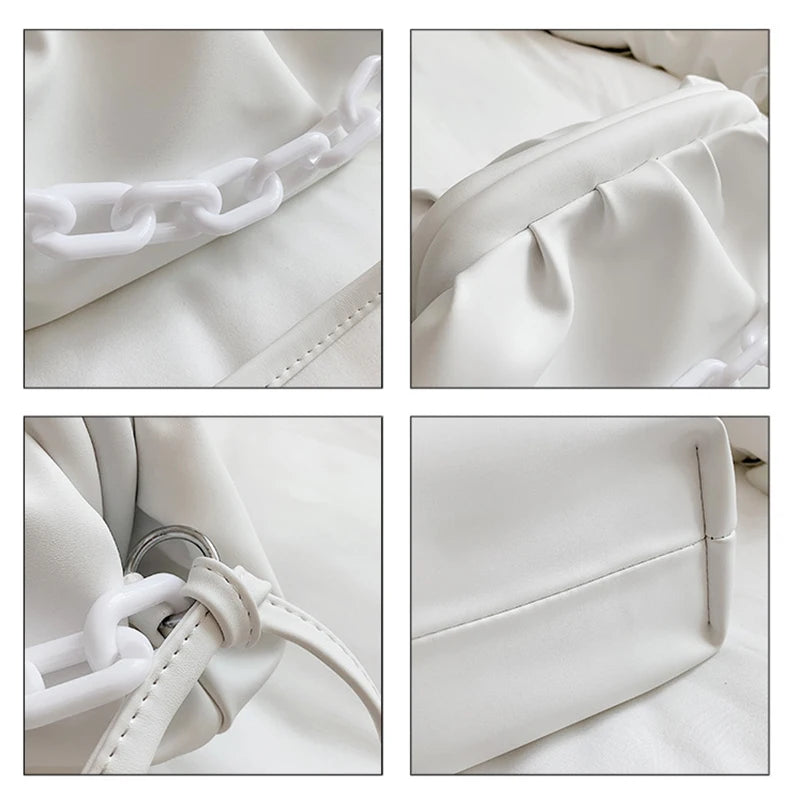 Thick Chain Shoulder Bags Pleated Cloud Crossbody Bags for Women
