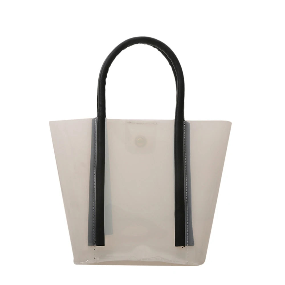Women Casual Transparent Handbags Large Capacity Tote Bucket Shoulder Bags