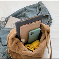Plush Underarm Shoulder Bag Women Handbag Large Tote Solid Bag