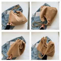 Plush Underarm Shoulder Bag Women Handbag Large Tote Solid Bag