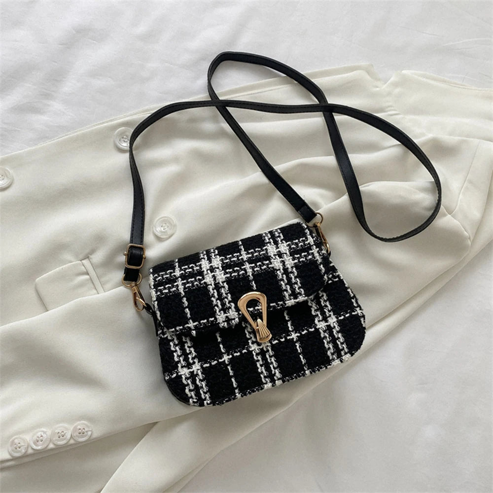 Square Crossbody Bags Plaid Contrasting Colors Bags High Bags