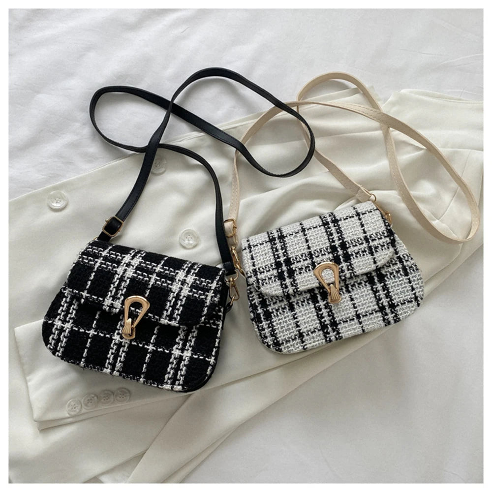 Square Crossbody Bags Plaid Contrasting Colors Bags High Bags