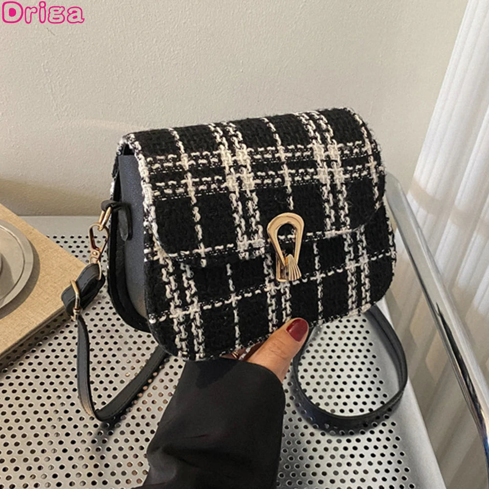 Square Crossbody Bags Plaid Contrasting Colors Bags High Bags