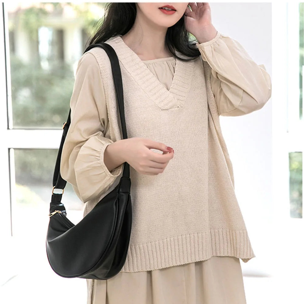 Retro Female Shoulder Bags Large Capacity Messenger Bags Solid Bags