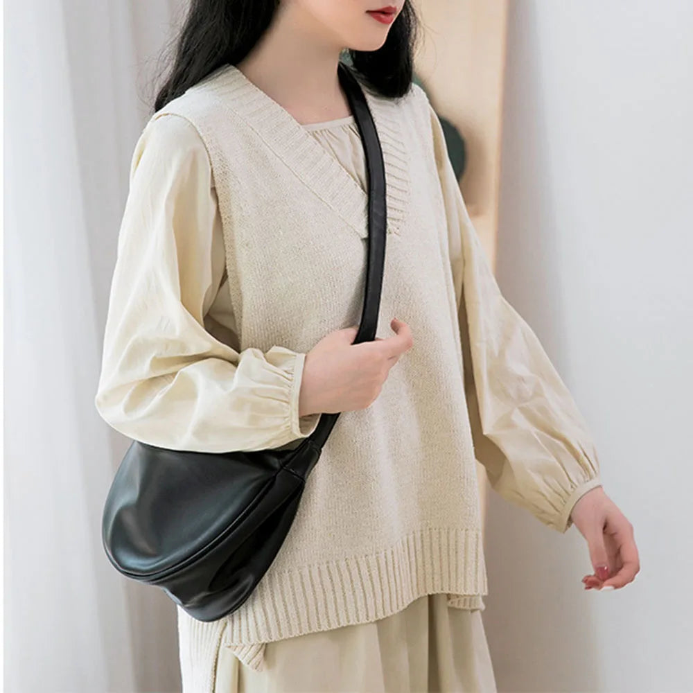 Retro Female Shoulder Bags Large Capacity Messenger Bags Solid Bags
