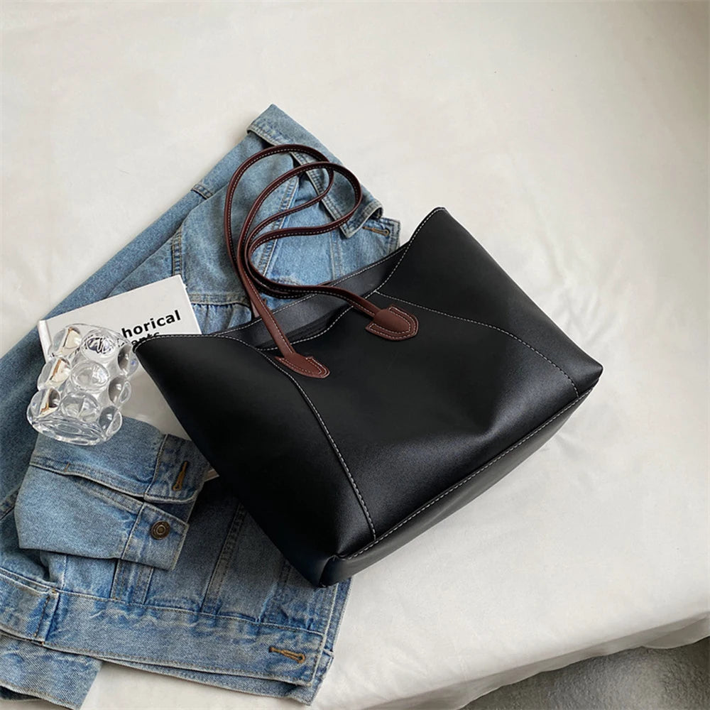 Large Capacity Shoulder Bags For Women Famous Handbags Pu Leather High Tote Bags