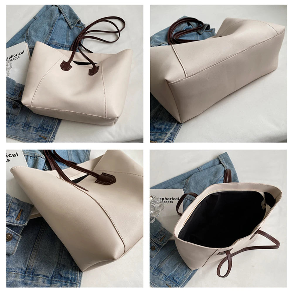 Large Capacity Shoulder Bags For Women Famous Handbags Pu Leather High Tote Bags