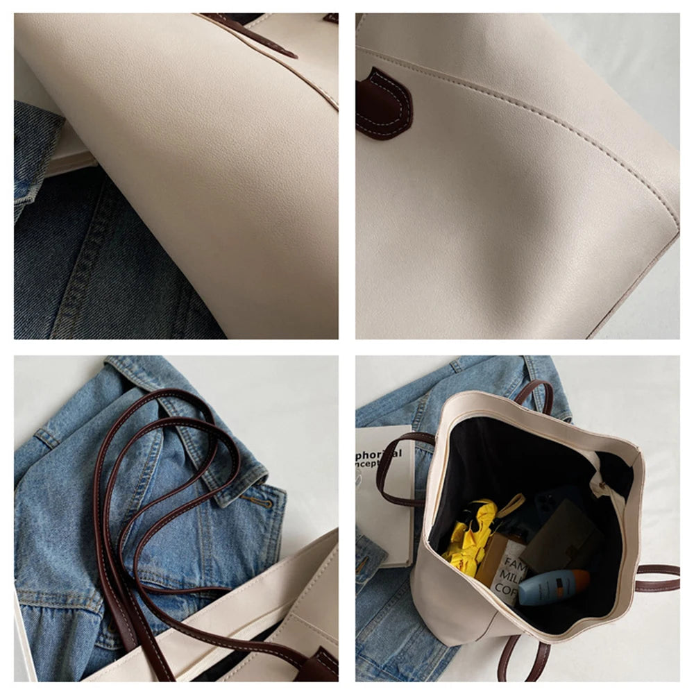 Large Capacity Shoulder Bags For Women Famous Handbags Pu Leather High Tote Bags