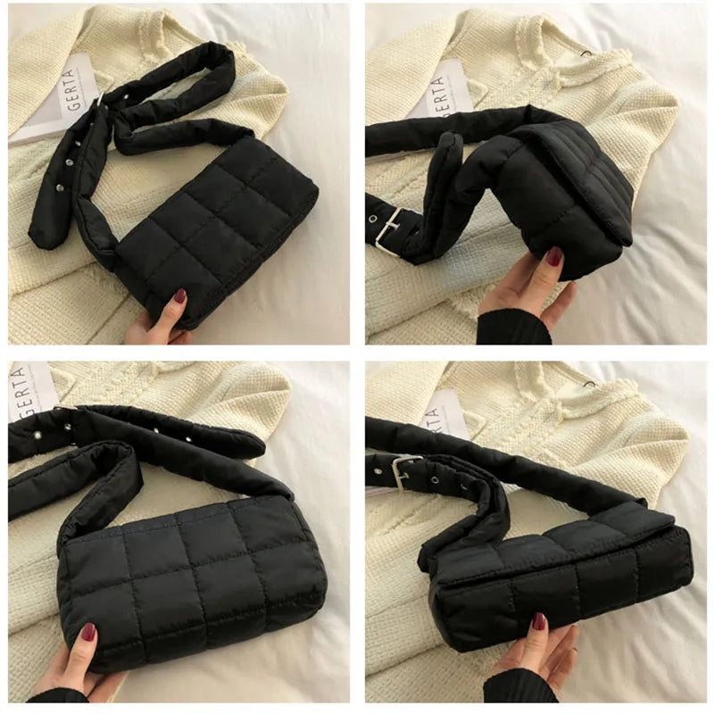 Sponge Pillow Crossbody Bags Women's Solid Shoulder Bags Diamond Handbags