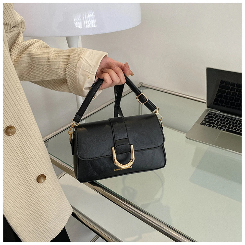 Vintage Square Shoulder Bags for Women Crossbody Bags PU Leather Handbags