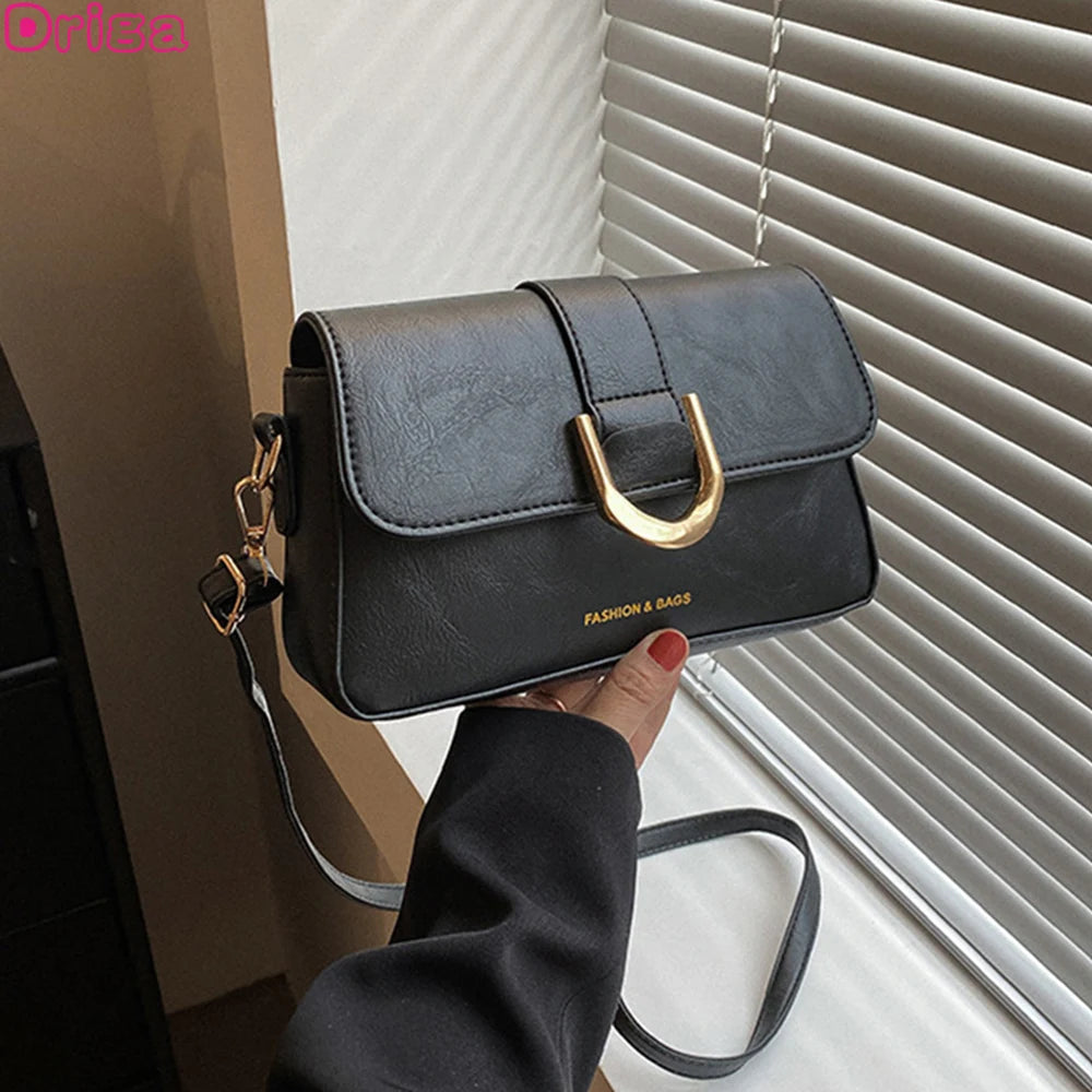 Vintage Square Shoulder Bags for Women Crossbody Bags PU Leather Handbags