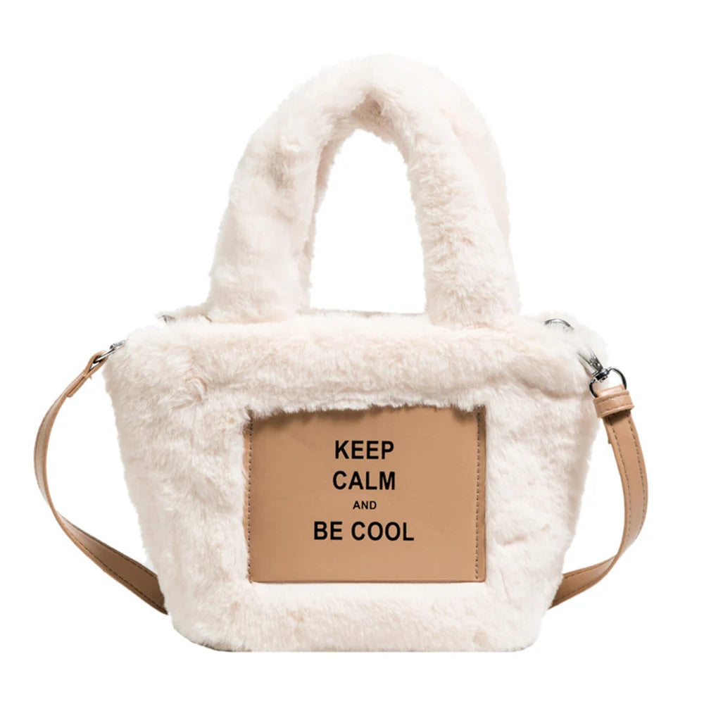 Winter Plush Bucket Shoulder Bag Warm Casual Crossbody Bag