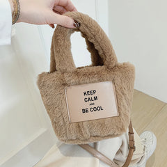 Winter Plush Bucket Shoulder Bag Warm Casual Crossbody Bag