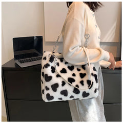 Winter Women Shoulder Bags Large Capacity Tote Handbags Plush Warm Bags