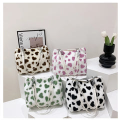 Winter Women Shoulder Bags Large Capacity Tote Handbags Plush Warm Bags
