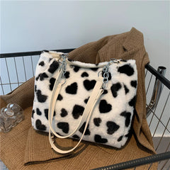 Winter Women Shoulder Bags Large Capacity Tote Handbags Plush Warm Bags