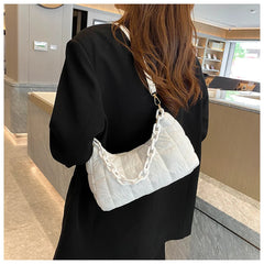 Women Armpit Shoulder Bags High Crossbody Down Bags Chain Plaid Casual Bag