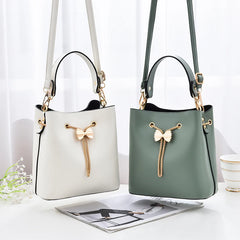 Women Bucket Handbags Bow Chain Shoulder Bags Female Solid Messenger Bags