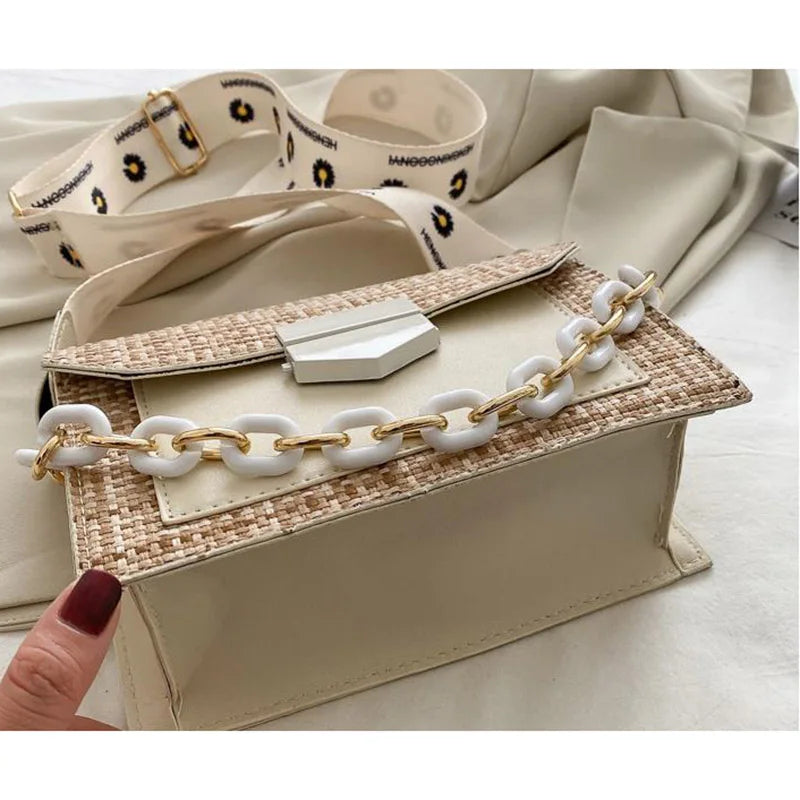 Women Casual Shoulder Bags Crossbody Bags Handbags Mini Square Wide Strap Bags