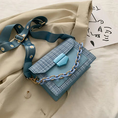 Women Casual Shoulder Bags Crossbody Bags Handbags Mini Square Wide Strap Bags