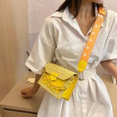 Women Casual Shoulder Bags Crossbody Bags Handbags Mini Square Wide Strap Bags