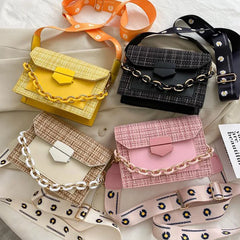 Women Casual Shoulder Bags Crossbody Bags Handbags Mini Square Wide Strap Bags
