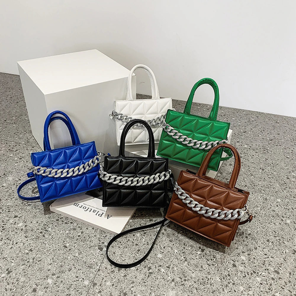 Women Chain Handbags High Shoulder Bags Diamond Tote Crossbody Square Bag