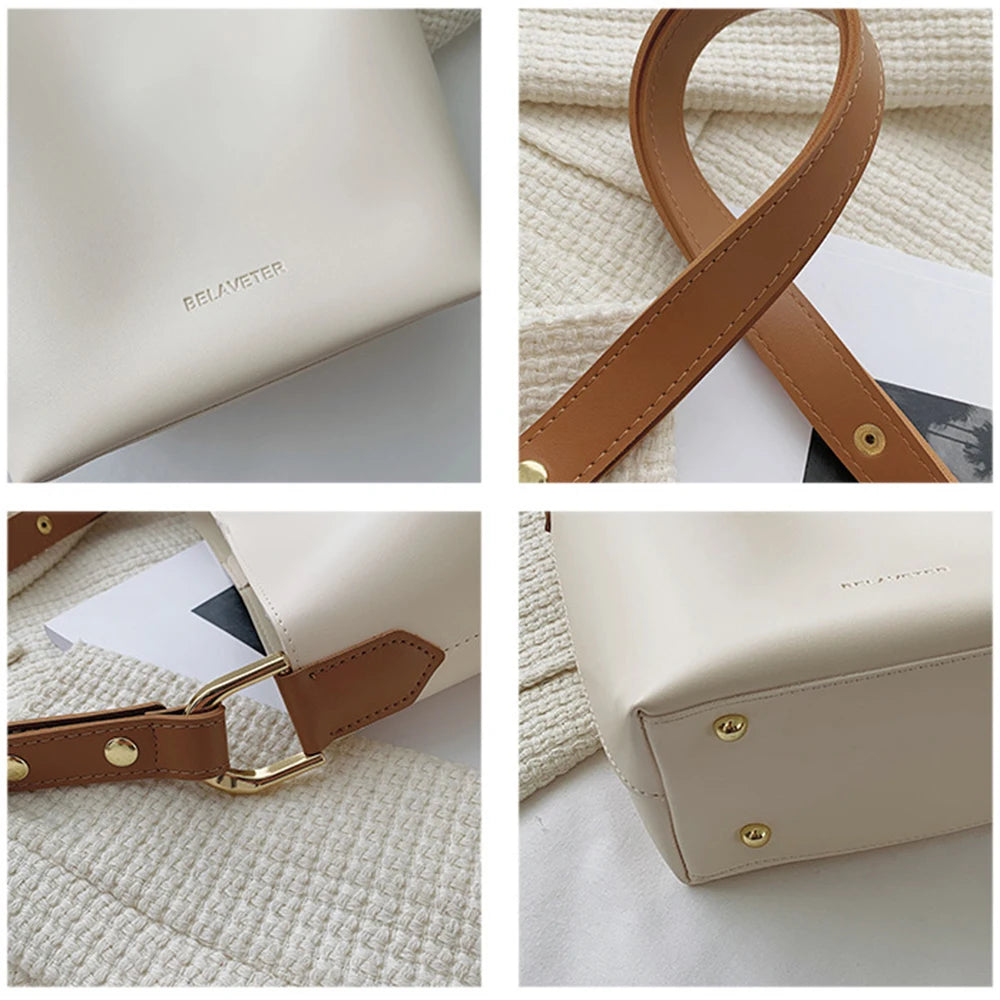 Women Pu Leather Shoulder Bags Bucket Crossbody Bags High Bags