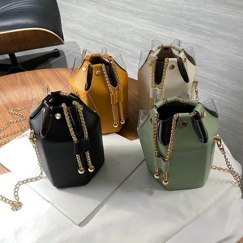 Women Shoulder Bags Messenger Handbags Female Bucket Bag Chain Solid