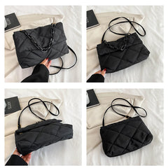Women Texture Diamond Lattice Package Handbags Winter Shoulder Bags