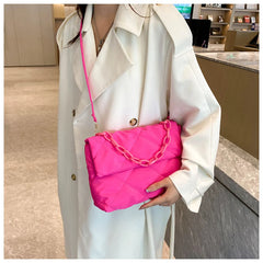 Women Texture Diamond Lattice Package Handbags Winter Shoulder Bags