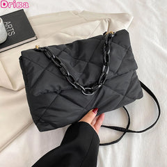 Women Texture Diamond Lattice Package Handbags Winter Shoulder Bags