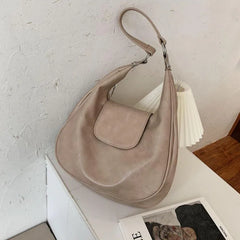 Retro Handbags Large Capacity Casual Underarm Pu Leather Solid Vintage Bags
