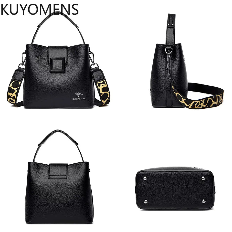 High Leather Shoulder Bag Women Crossbody Messenger Tote Bag
