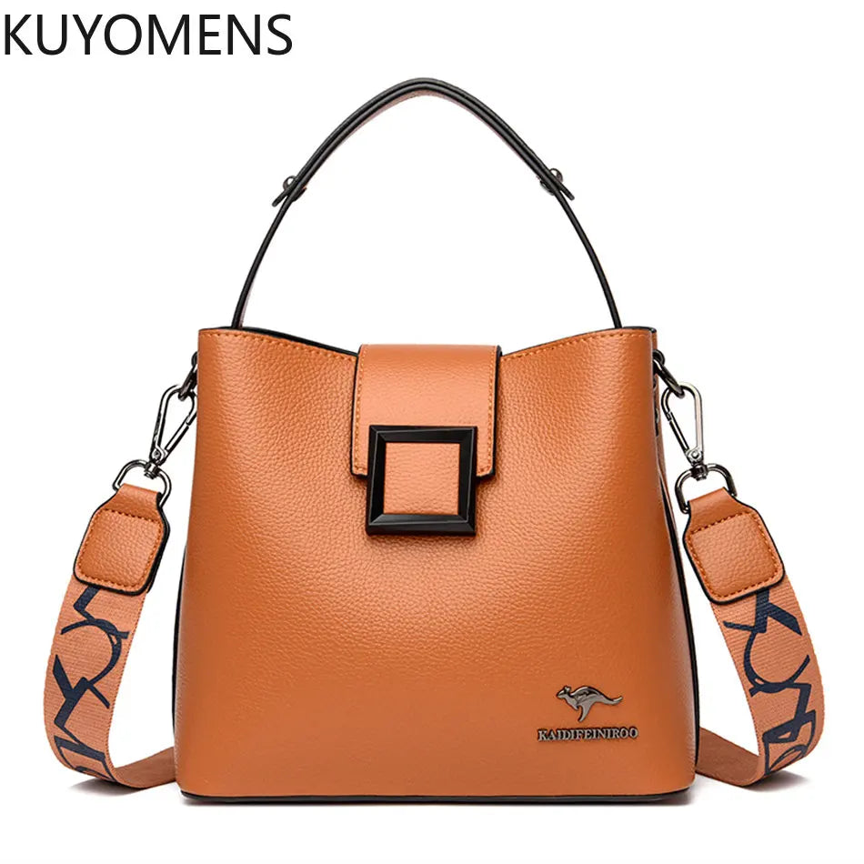 High Leather Shoulder Bag Women Crossbody Messenger Tote Bag