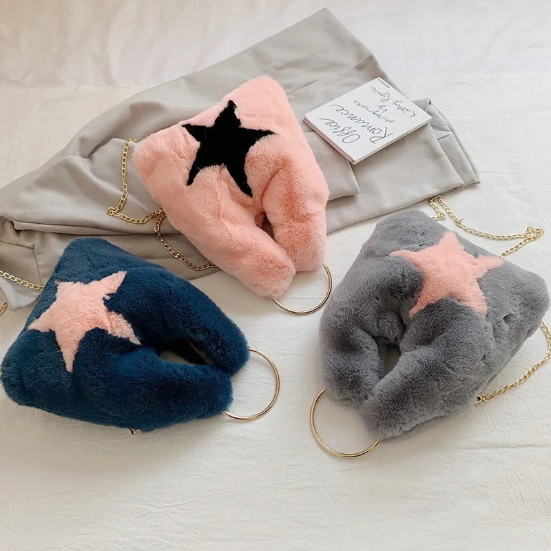 Winter Cross Body Bag for Women Faux Fur