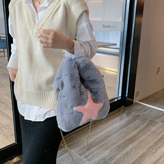 Women Winter Cross Body Bag Faux Fur Shoulder Handbag