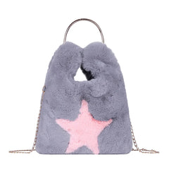 Women Winter Cross Body Bag Faux Fur Shoulder Handbag
