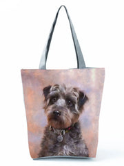 Schnauzer Dog Painting Handbag for Women Lady Shoulder Bag