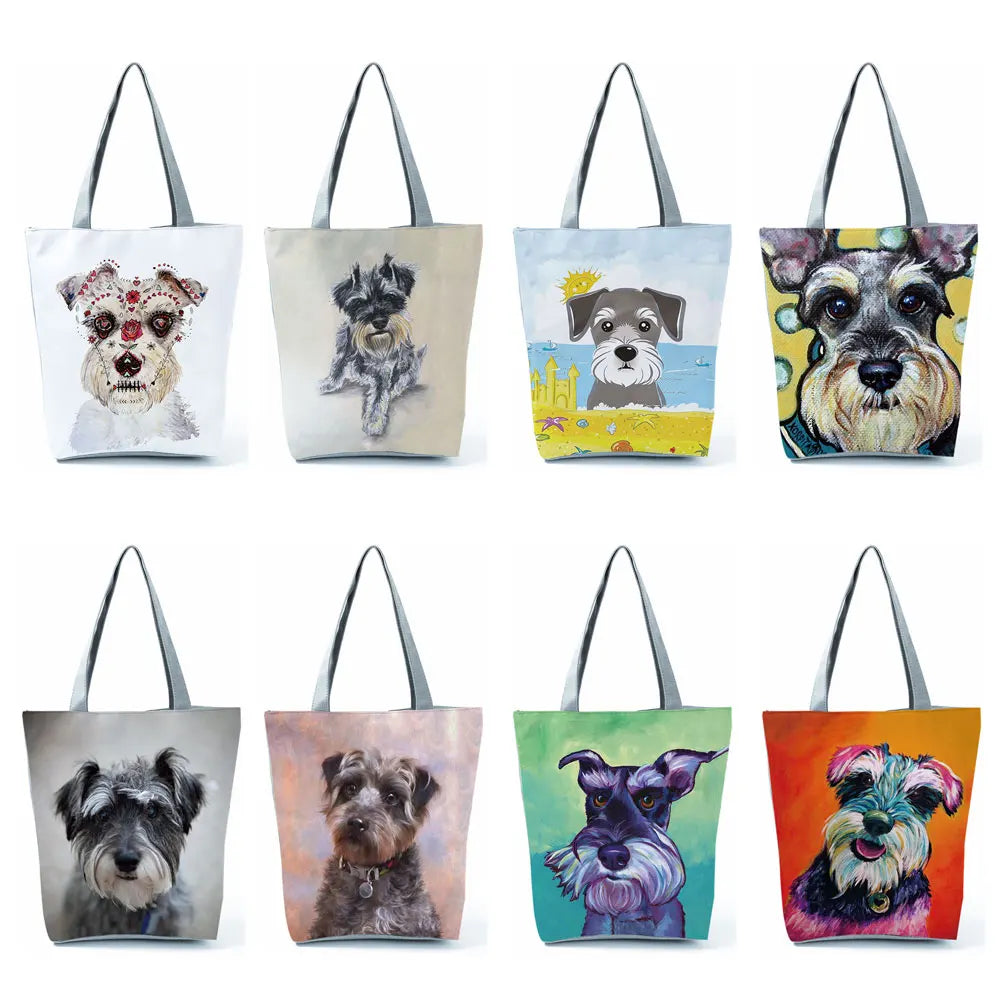 Schnauzer Dog Painting Handbag for Women Lady Shoulder Bag