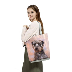 Schnauzer Dog Painting Handbag for Women Lady Shoulder Bag