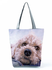 Schnauzer Dog Painting Handbag Women Shoulder Bag Casual Tote