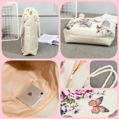 Abstract Oil Painting Tote Bag Linen Handbags Women Shoulder Bag