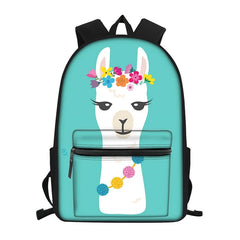 Alpaca Backpack for Teen Girls School Bag Kids Book Bag Polyester Mochila