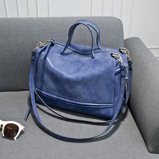 Nubuck Leather Shoulder Bag Vintage Crossbody Motorcycle Bag