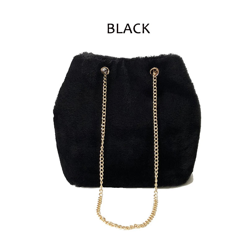 Plush Fur Bucket Bag Crossbody Shoulder Bag