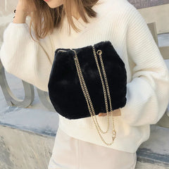 Plush Fur Bucket Bag Crossbody Shoulder Bag