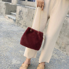 Plush Fur Bucket Bag Crossbody Shoulder Bag