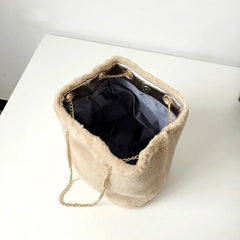 Plush Fur Bucket Bag Crossbody Shoulder Bag